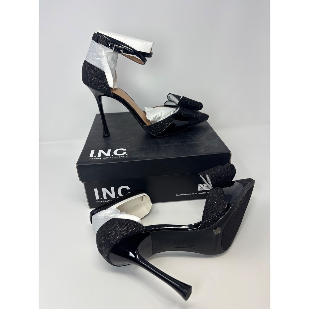 INC International Concepts Womens Saori Bow‎ Ankle-strap Black 4" - Picture 9 of 16
